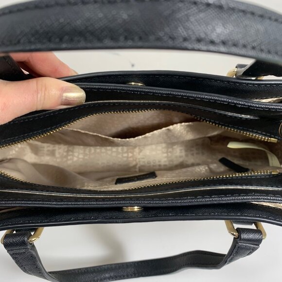 Kate Spade New York Laurel Way Reese Satchel Crossbody Ivory/Black Leather EUC - Picture 10 of 13
